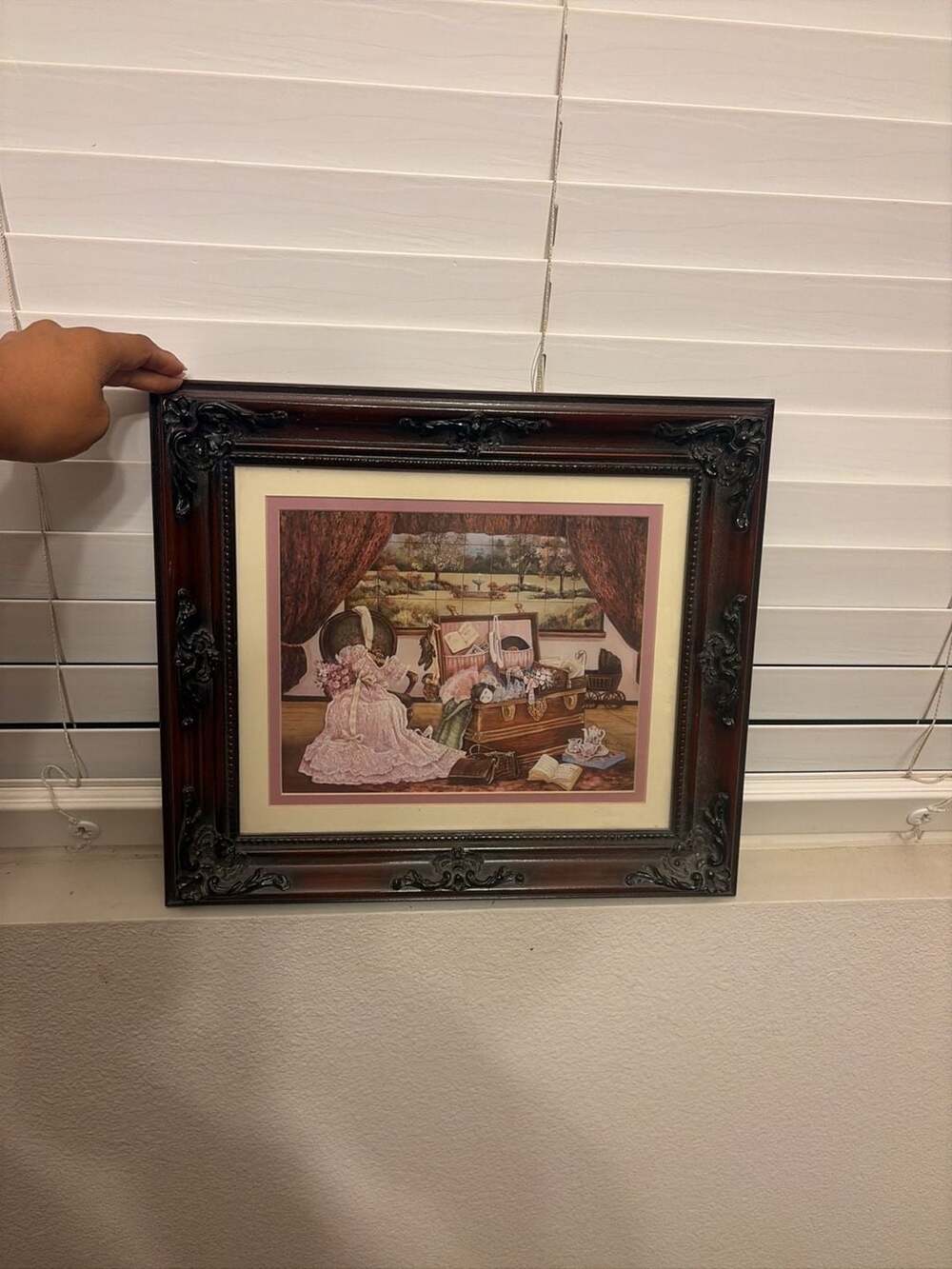 Vintage Framed Victorian-Style Print Grandma's Attic by Di Giacomo